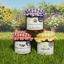 Load image into Gallery viewer, 2025 Cedrics 3 jar Award Winners - Quince Jelly, Honeyed Fig Chutney & Blackberry, Elderberry & Chilli jam