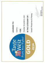 Load image into Gallery viewer, Cedrics 3 Jar Award Winners Gold and Silver - Cheddar Strawberry Jam, Apricot Jam & Somerset Cherry Plum Jam