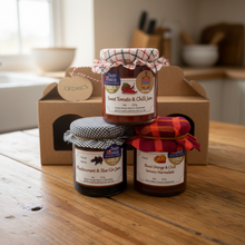 Load image into Gallery viewer, 2026 Cedrics Award Winners 3 Jar - Sweet Tomato & Chilli Jam, Blackcurrant and Sloe Gin Jam and Blood Orange and Chilli Savoury Marmalade
