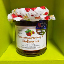 Load image into Gallery viewer, Gooseberry Strawberry and Elderflower Jam