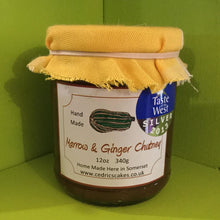 Load image into Gallery viewer, Marrow and Ginger Chutney. Our ‘Taste of the West’ 2013 Silver Award Winning Chutney.  An old fashioned chutney with fragrant ginger.   Serving Suggestion: A classic served with traditional cheese.  Made by Hand at Cedrics in Somerset, England in tiny batches.