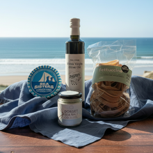 Load image into Gallery viewer, Costal Gourmet Hamper - Fettuccine, Cornish Hake with Rosemary and capers, Dorset sea salt and Extra Virgin Olive Oil
