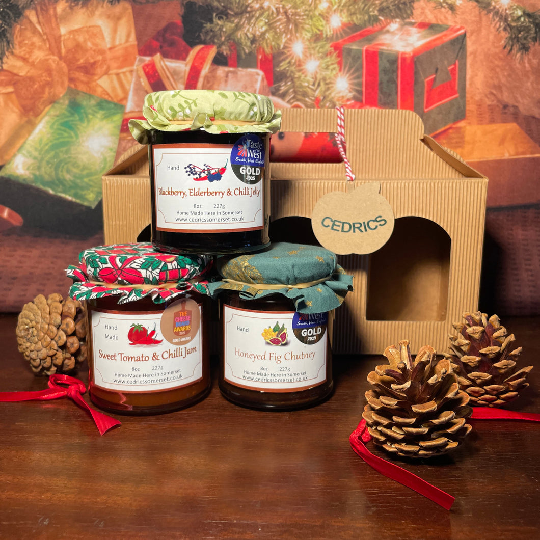 2025 Cedrics Award Winners 3 Jar - Honeyed Fig Chutney & Blackberry, Elderberry & Chilli Jelly and Sweet Tomato & Chilli Jam