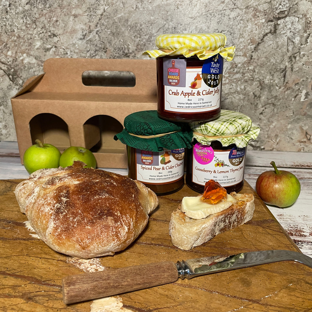 Cedrics International Cheese Board Awards Silver Winners and World Jam Gold award winner 2024 - Pear and Cider Chutney & Crab apple and cider jelly & Gooseberry and Thyme Jam