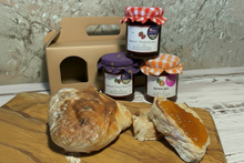 Load image into Gallery viewer, Cedrics 3 Jar Award Winners Gold and Silver - Cheddar Strawberry Jam, Apricot Jam &amp; Somerset Cherry Plum Jam
