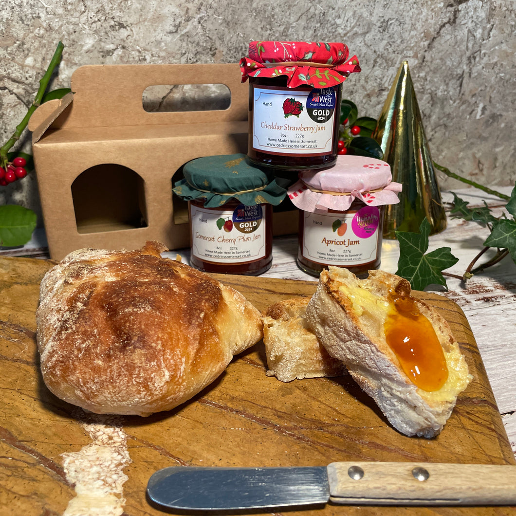 Cedrics 3 Jar Award Winners Gold and Silver - Cheddar Strawberry Jam, Apricot Jam & Somerset Cherry Plum Jam
