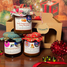 Load image into Gallery viewer, 2025 Cedrics 3 Jar Award Winners - Blackcurrant &amp; Violet Jam, Fruity Somerset Mead Chutney &amp; Seville Orange &amp; Honey Marmalade
