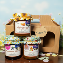 Load image into Gallery viewer, 2025 Cedrics 3 Jar Award Winners - Blackcurrant &amp; Violet Jam, Fruity Somerset Mead Chutney &amp; Seville Orange &amp; Honey Marmalade

