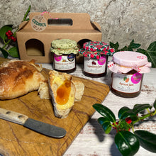 Load image into Gallery viewer, Cedrics 3 Jar World Jam Awards Winners - Gooseberry &amp; Lemon Thyme Jam, Apricot Jam &amp; Loganberry Jam

